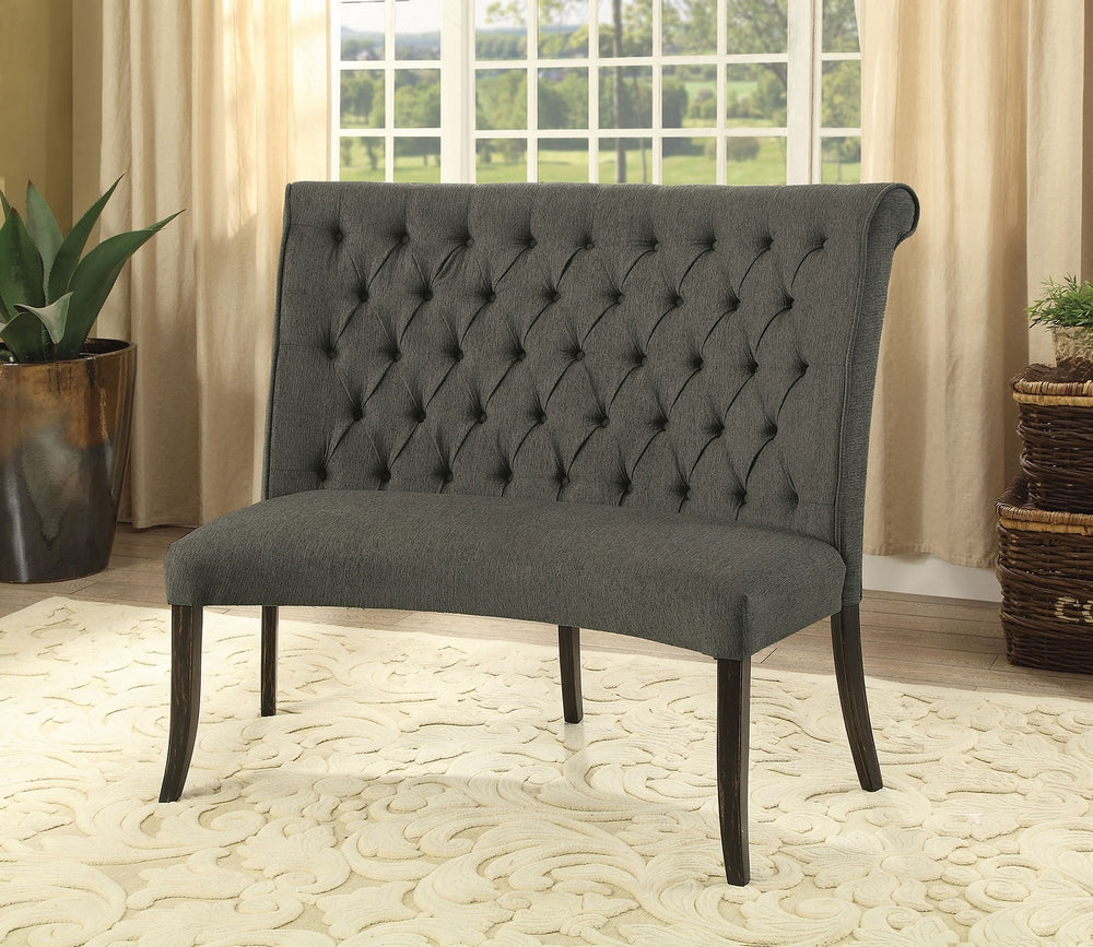 Nerissa Gray Linen-Like Fabric Loveseat Bench