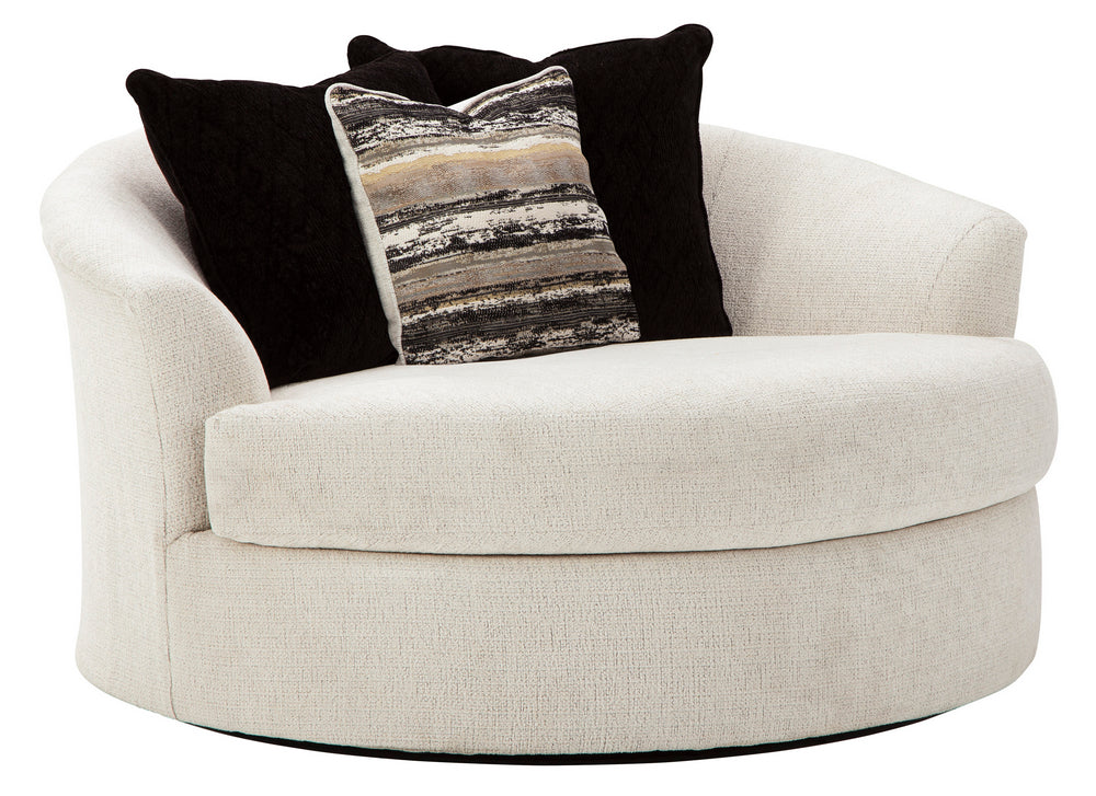 Cambri Snow Fabric Oversized Swivel Chair