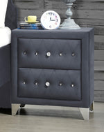 Dante Gray Velvet Upholstered 2-Drawer Nightstand