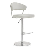 Cosmo Light Grey Vegan Leather/Metal Adjustable Bar Stool