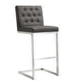 Helsinki 2 Grey Vegan Leather/Steel Bar Stools