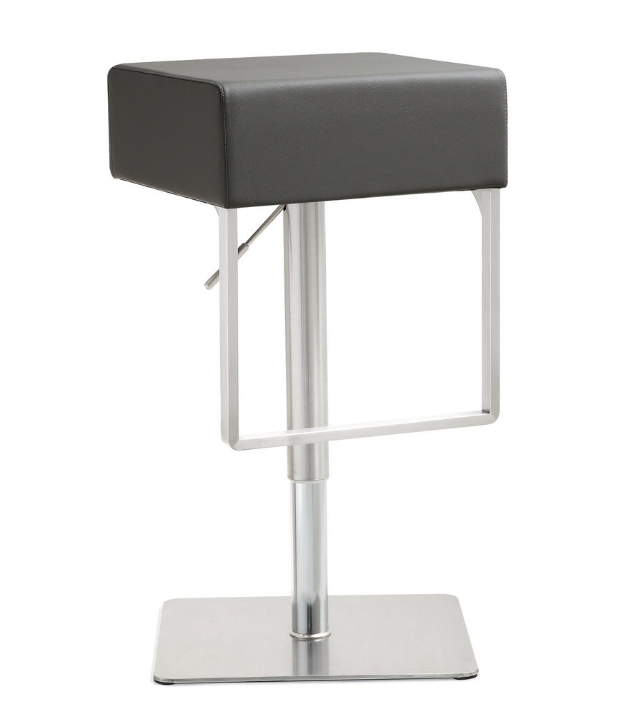 Seville Grey Vegan Leather/Steel Bar Stool