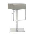 Seville Light Grey Vegan Leather/Steel Bar Stool