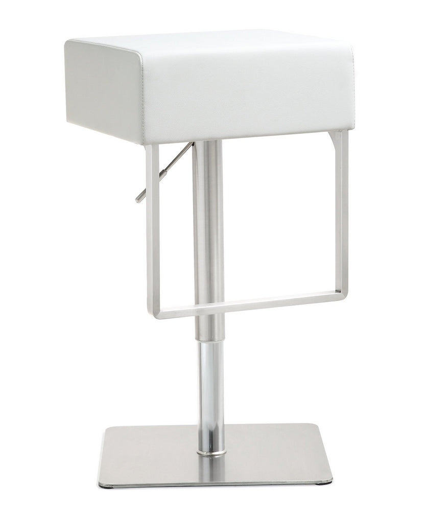 Seville White Vegan Leather/Steel Bar Stool