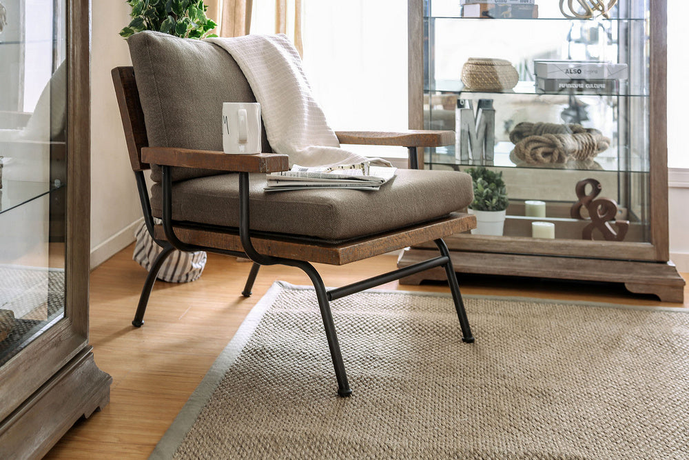 Santiago Light Brown Fabric/Wood Accent Chair