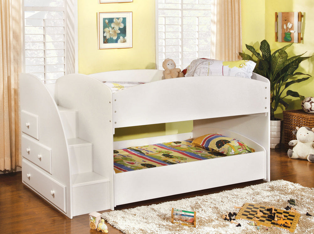 Merritt White Wood Twin over Twin Bunk Bed