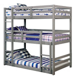 California V Gray Wood Triple Twin Bunk Bed