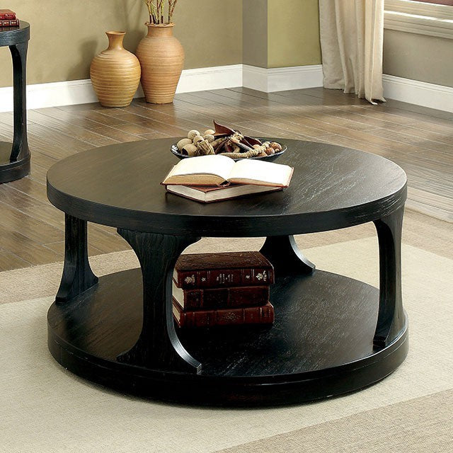 Carrie Antique Black Wood Coffee Table