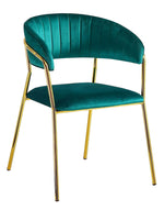 Tracy 2 Green Velour/Gold Metal Arm Chairs