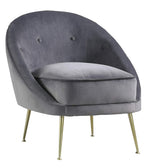 Joanne Grey Soft Velour Fabric Accent Chair