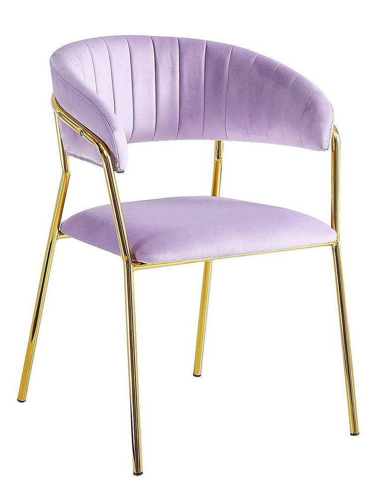 Tracy 2 Pink Velour/Gold Metal Arm Chairs