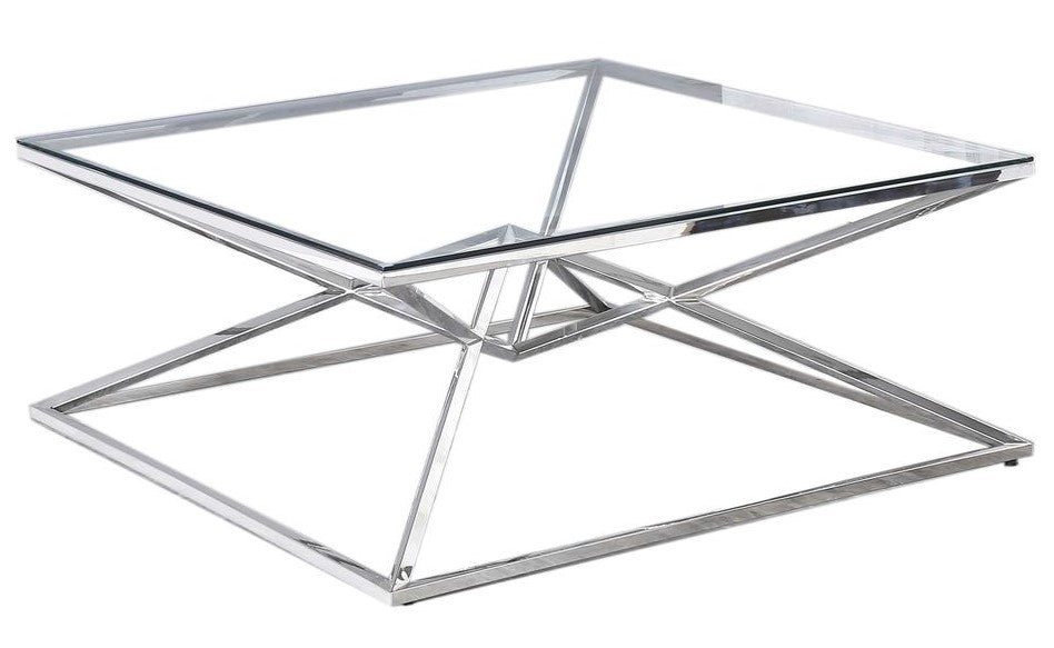 Eve Clear Glass/Silver Metal Coffee Table