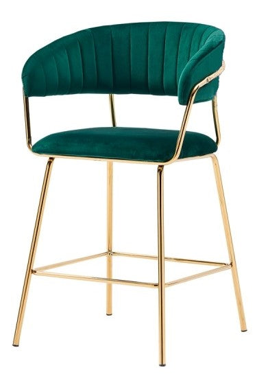 Tracy 2 Green Velour Counter Height Chairs