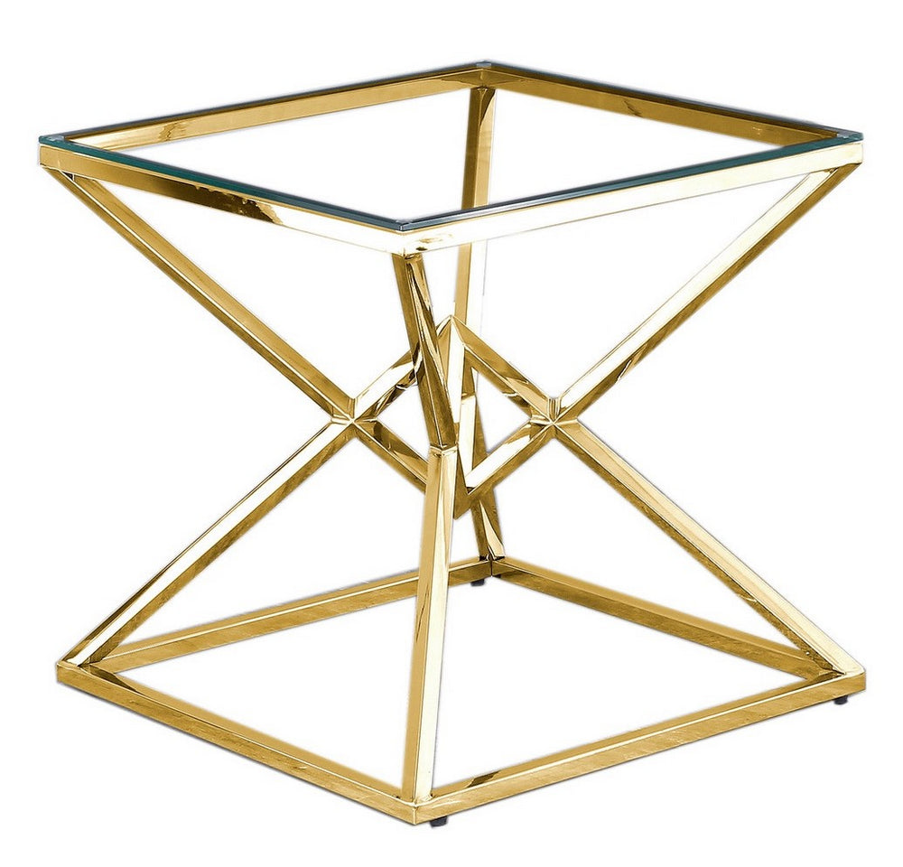 Eve Clear Glass/Gold Plated Metal End Table