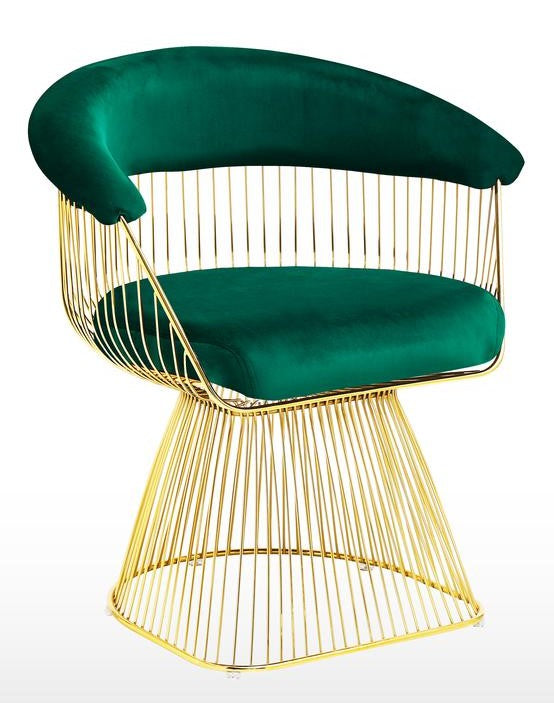Beatrix Green Velvet/Gold Accent Chair