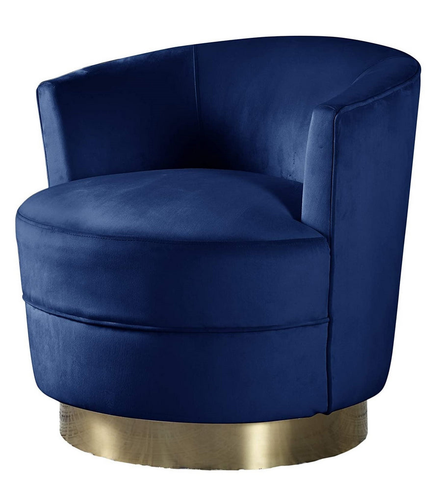 Josie Blue Velour Fabric Accent Chair