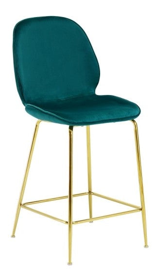 Tara 2 Green Velvet/Gold Metal Counter Height Chairs