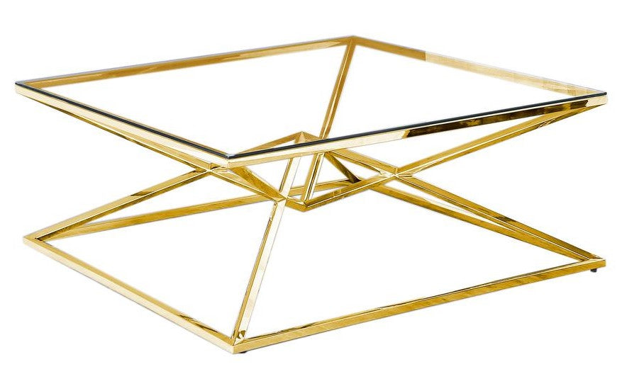 Eve Clear Glass/Gold Metal Coffee Table