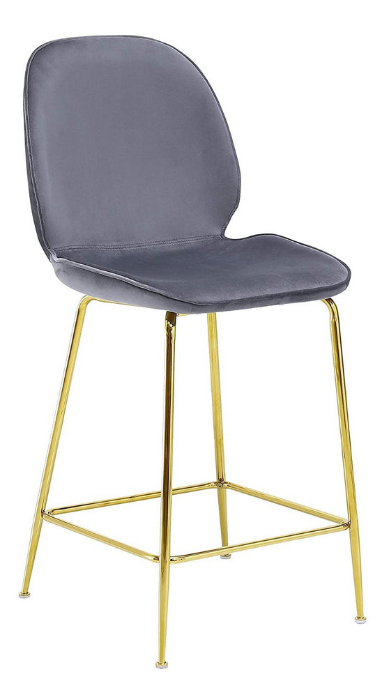 Tara 2 Grey Velvet/Gold Metal Counter Height Chairs