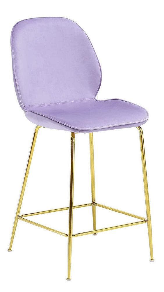 Tara 2 Pink Velvet/Gold Metal Counter Height Chairs