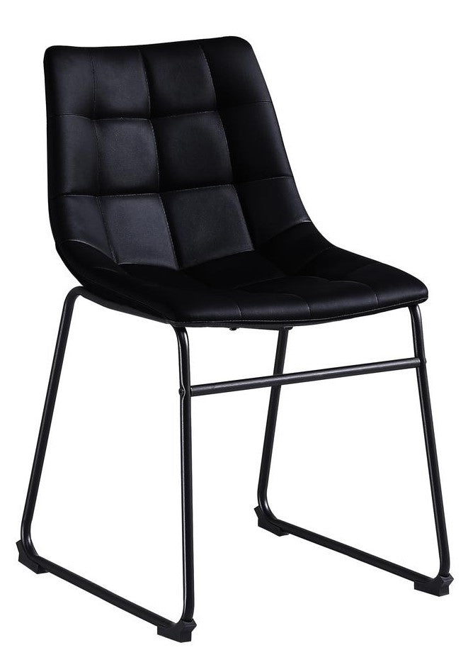 Ekene 2 Black Faux Leather/Metal Side Chairs