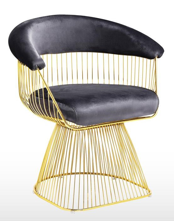 Beatrix Grey Velvet/Gold Accent Chair