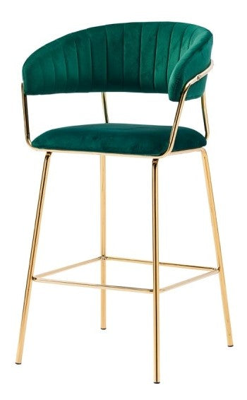 Tracy 2 Green Velour/Gold Metal Bar Chairs