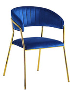 Tracy 2 Blue Velour/Gold Metal Arm Chairs