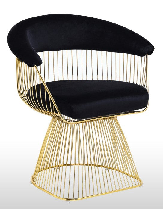 Beatrix Black Velvet/Gold Accent Chair