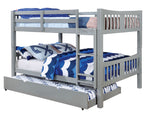 Cameron Gray Wood Full Bunk Bed with Trundle