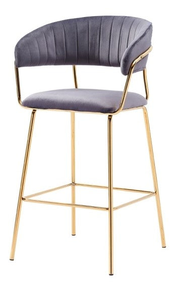 Tracy 2 Grey Velour/Gold Metal Bar Chairs
