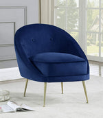 Joanne Blue Soft Velour Fabric Accent Chair