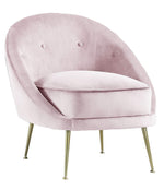 Joanne Pink Soft Velour Fabric Accent Chair