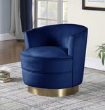 Josie Blue Velour Fabric Accent Chair