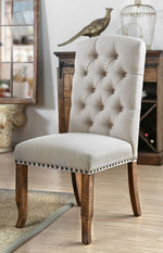 Gianna 2 Ivory Fabric/Wood Side Chairs