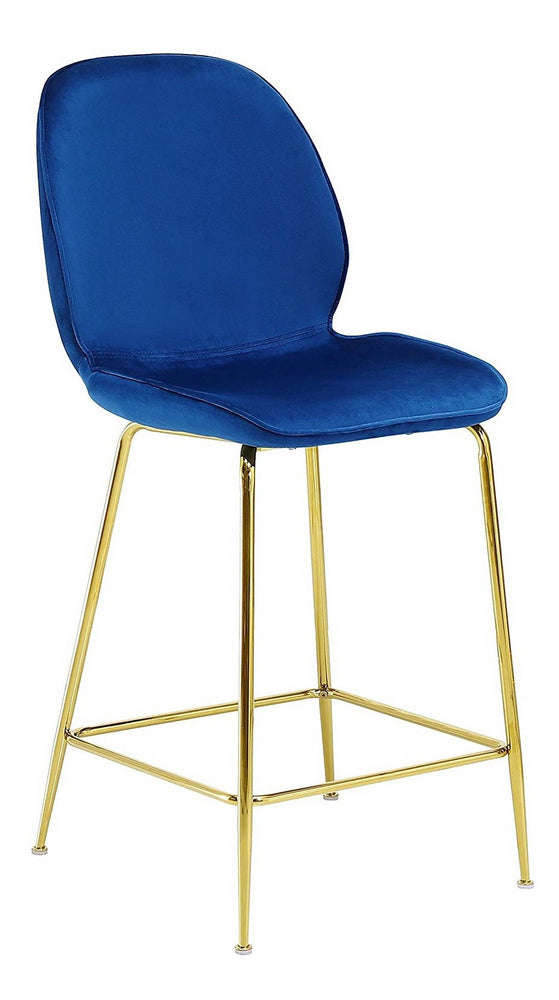 Tara 2 Blue Velvet/Gold Metal Counter Height Chairs