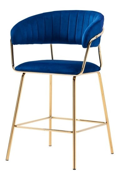 Tracy 2 Blue Velour Counter Height Chairs