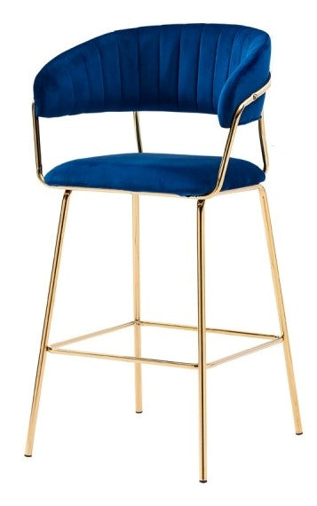 Tracy 2 Blue Velour/Gold Metal Bar Chairs