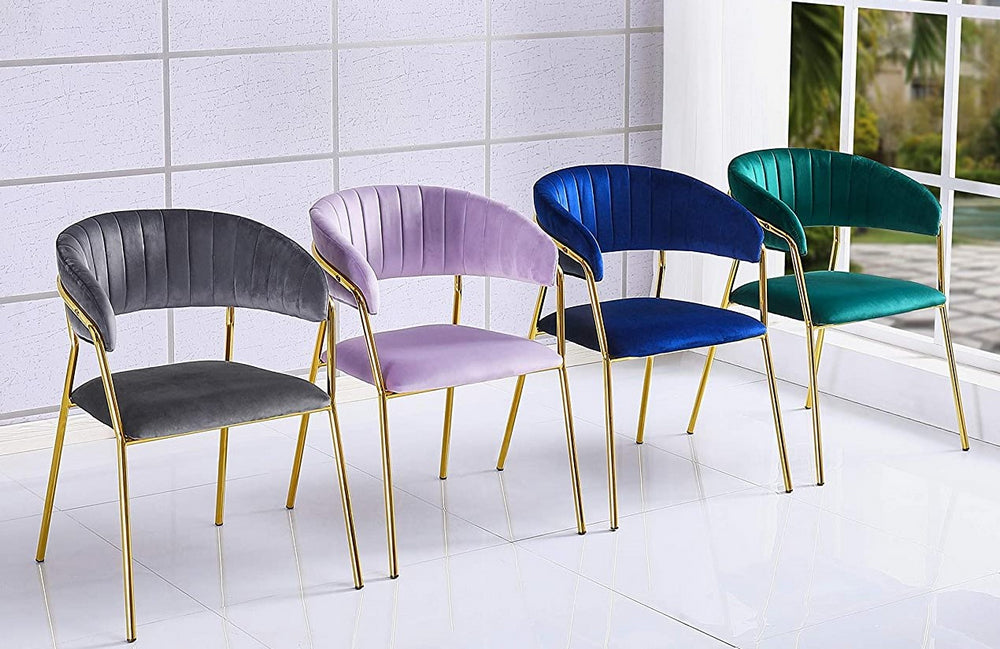 Tracy 2 Grey Velour/Gold Metal Arm Chairs