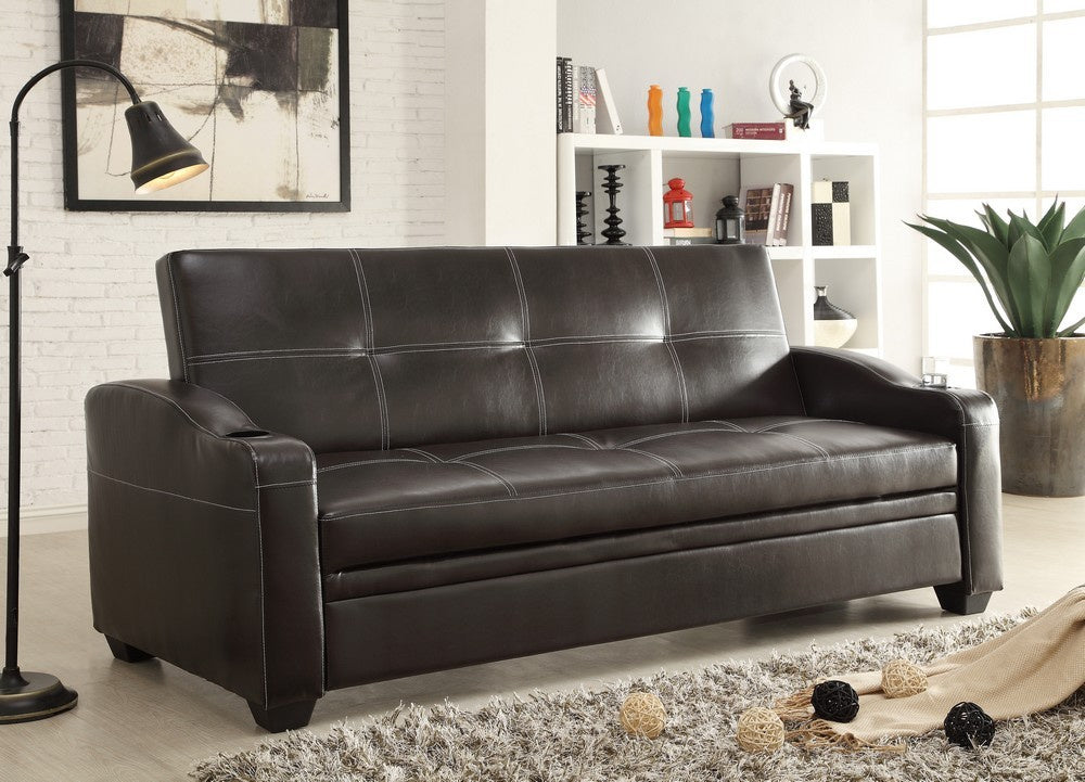 Caffery Dark Brown Bi-Cast Vinyl Sofa Bed (Click Clack)