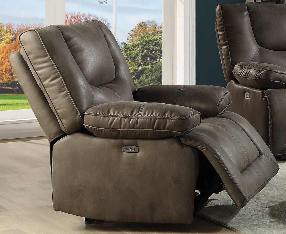 Harumi Gray Leather-Aire Power Recliner