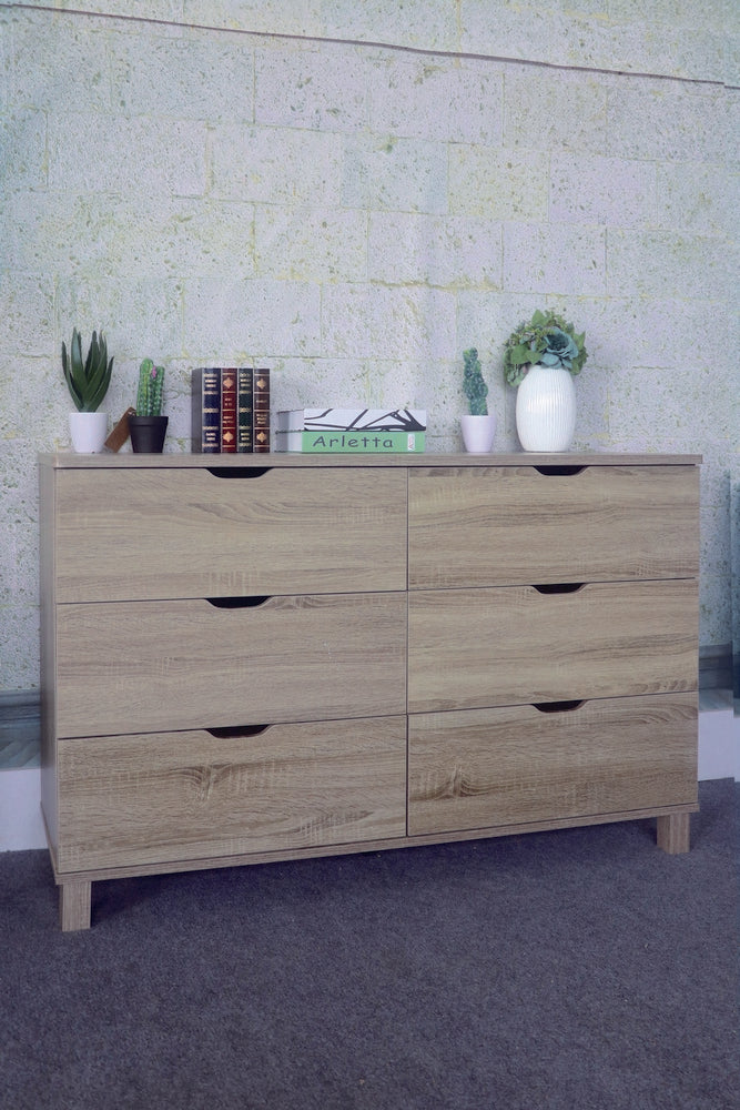 Giorgia Dark Taupe Wood 6-Drawer Dresser