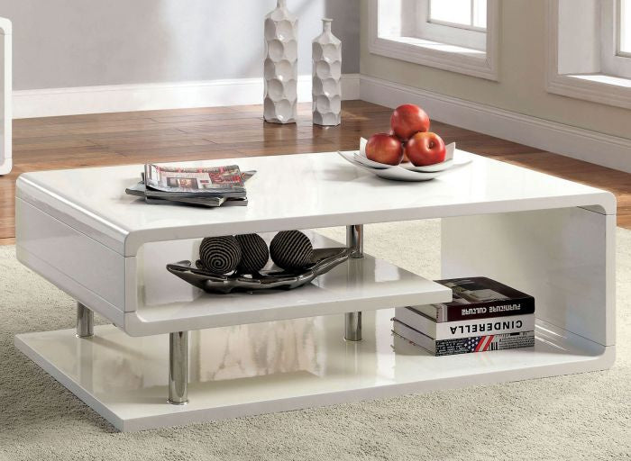 Ninove I White Lacquer Wood Coffee Table