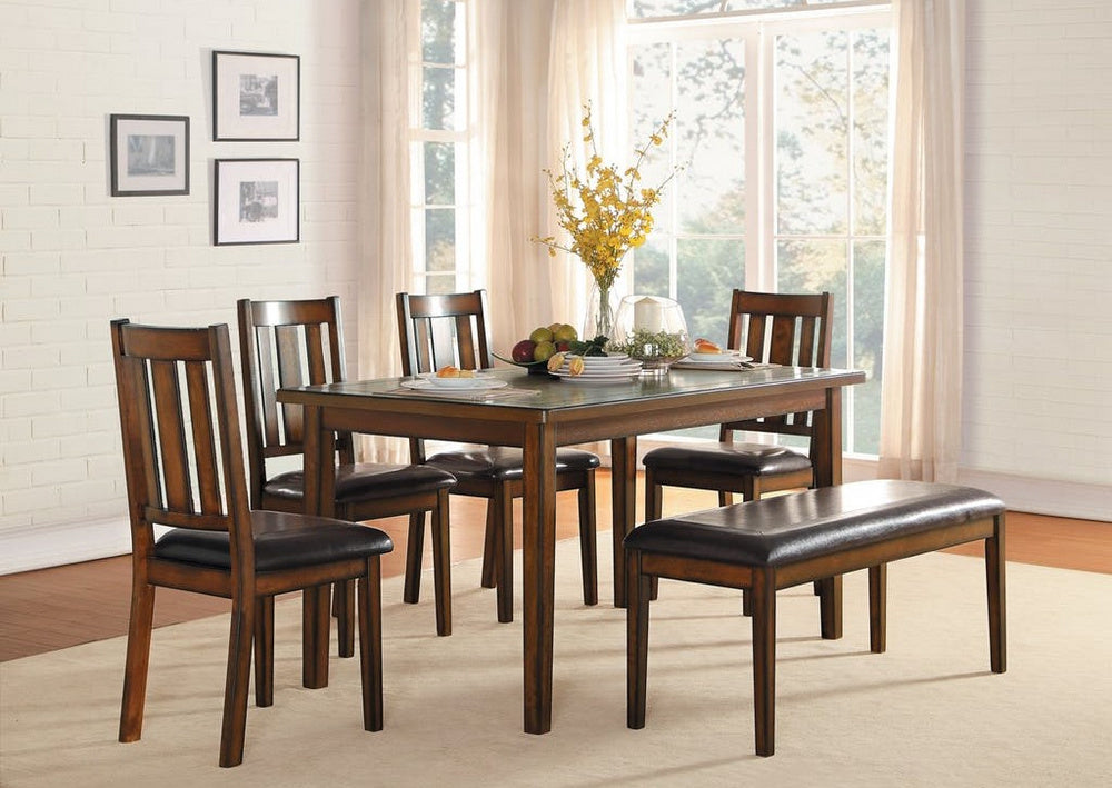 Delmar 6-Pc Burnish Oak/Brown Wood Dinette Set