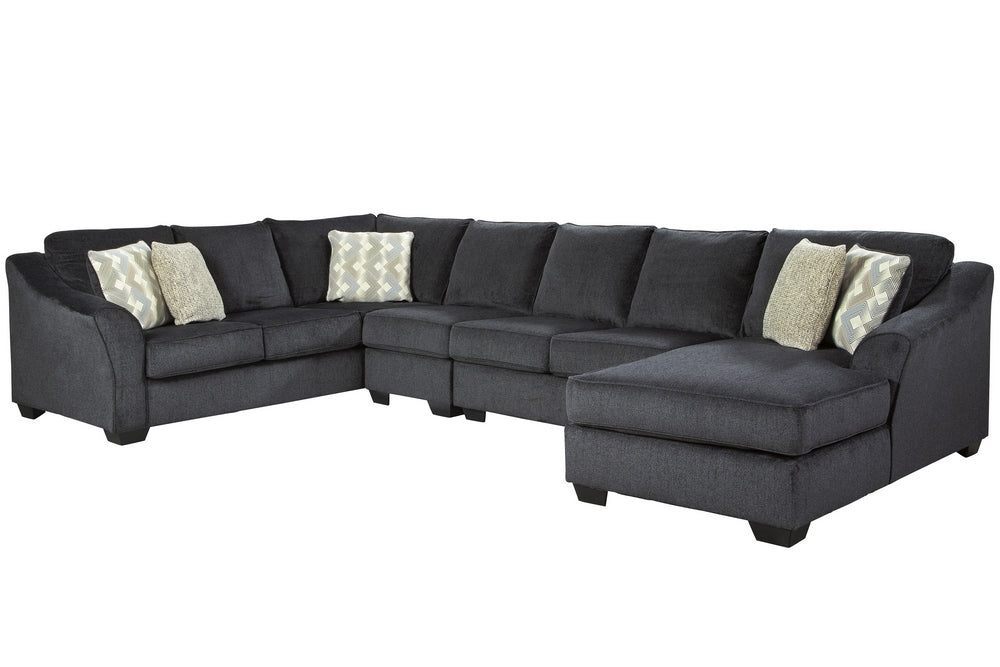 Eltmann 4-Pc Slate Chenille Fabric RAF Sectional Sofa (Oversized)