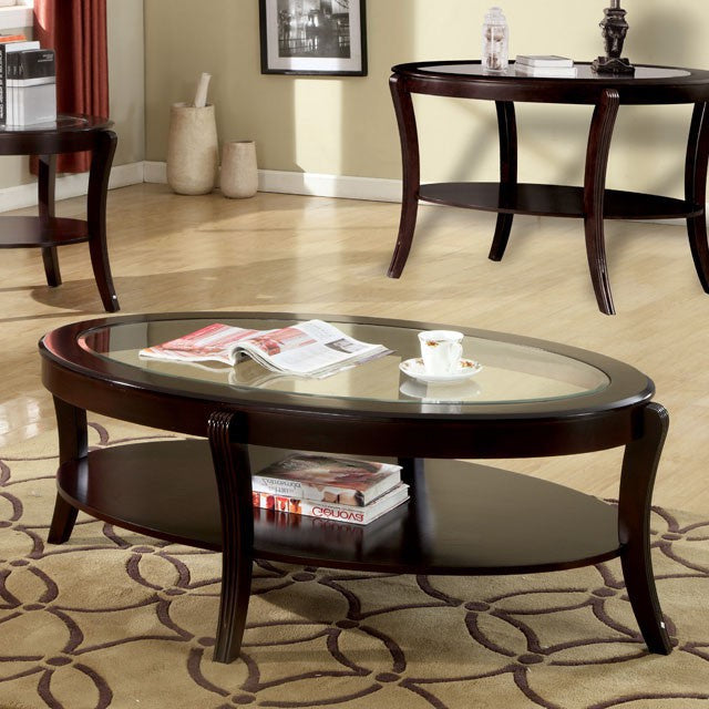 Finley Espresso Glass/Solid Wood Coffee Table