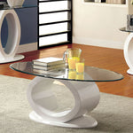 Lodia III White Glass/Wood Coffee Table