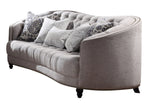 Saira Light Gray Fabric Button Tufted Sofa (Oversized)