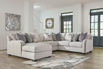 Dellara 4-Pc Chalk Fabric Sectional Sofa with LAF Chaise