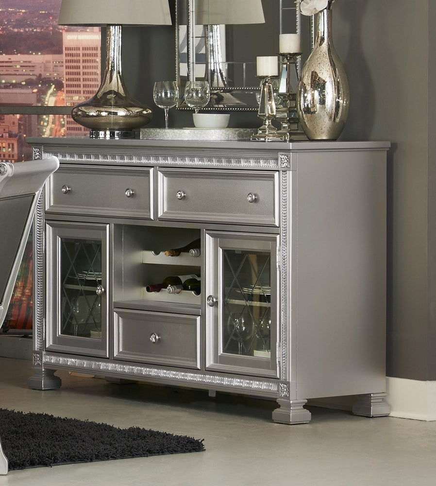 Bevelle Modern Server w/Acrylic Framing & Glass Doors